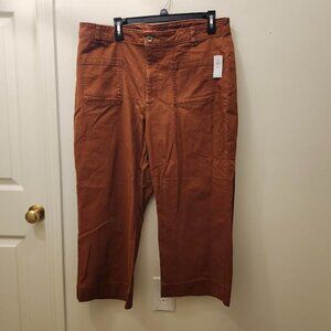 High-Waisted Crop Chino Wide-Leg Pants Size 16 P